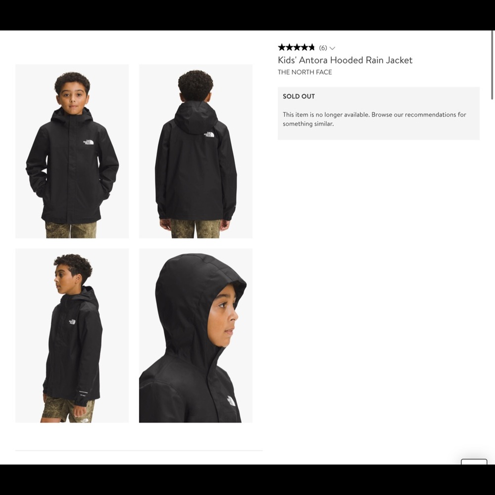 Like New: The North Face Hooded Rain Jacket, Black
